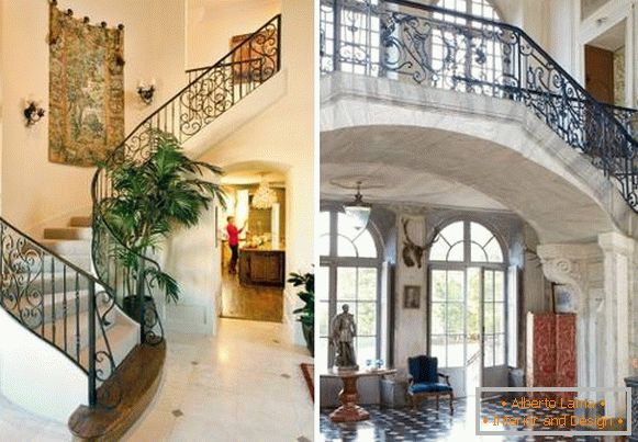 Schmiedeeiserne Geländer für Treppen in einem privaten Haus im Flur Design