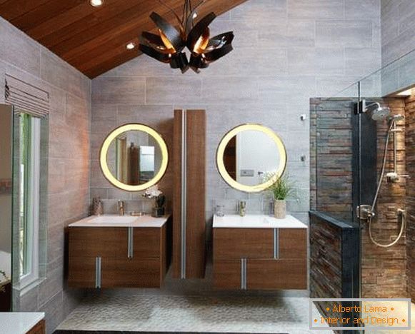 Schöne Badezimmer - Fotos von Holz und Stein Dekoration