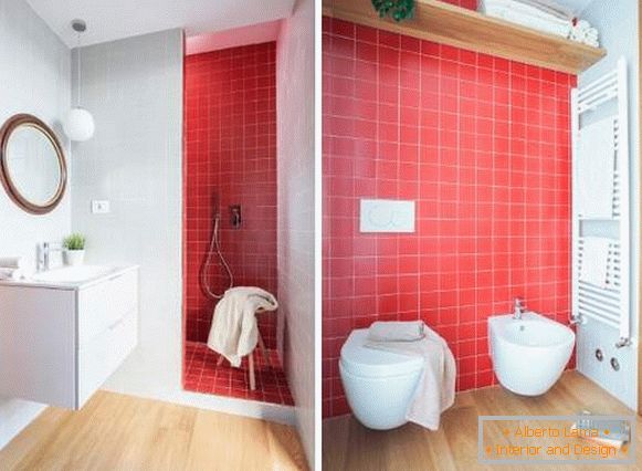Wie schön, ein Badezimmer zu machen - Foto einer roten Fliese