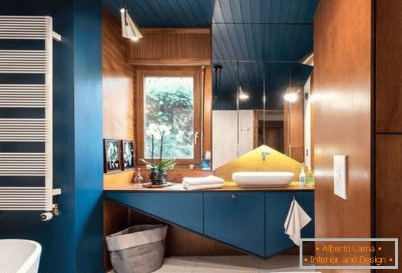 Schöne Badezimmer - Foto in dunkelblauer Farbe