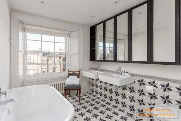 Schöne Fliese für ein Badezimmer mit einem Muster - Foto im Innenraum