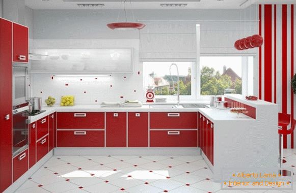 Design eines roten weißen Küchenfotos 12