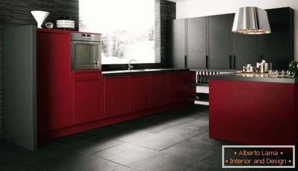 Rote schwarze Küche Foto 29
