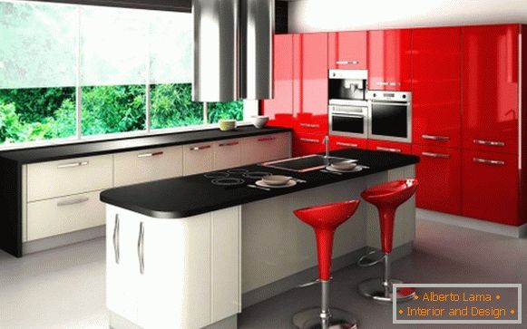 Rotes schwarzes Küchenentwurfsfoto 31