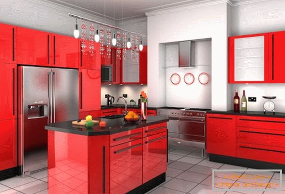 Rotes schwarzes Küchenentwurfsfoto 32