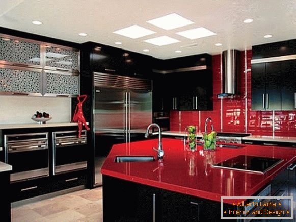 Rotes schwarzes Küchenentwurfsfoto 33