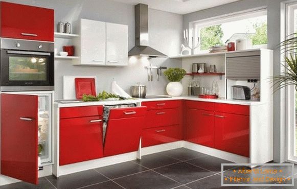 Rote graue Küche Foto 37