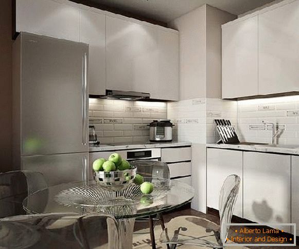 Design einer quadratischen Küche 20 qm, Foto 23