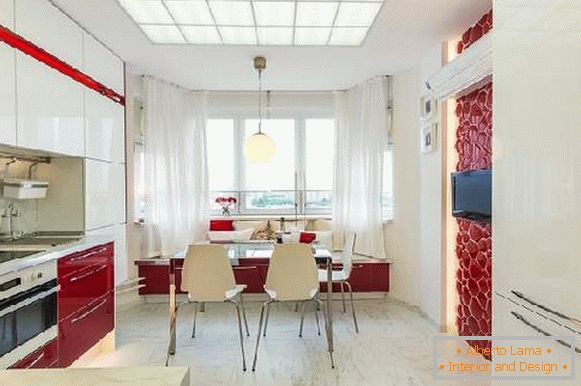 Das Design einer quadratischen Küche Wohnzimmer von 20 qm, Foto 25