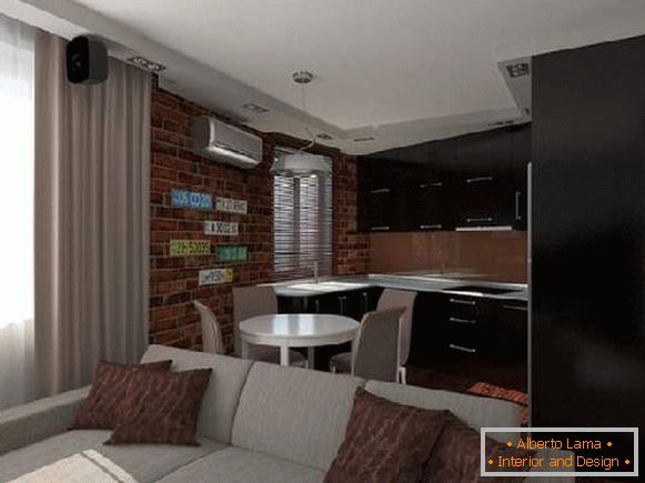 Das Interior Design der Wohnzimmer Küche ist 20 qm, Foto 36