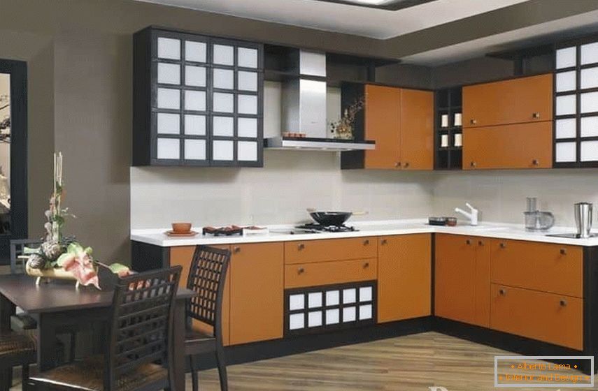 Küche Wenge in Kombination mit Orange