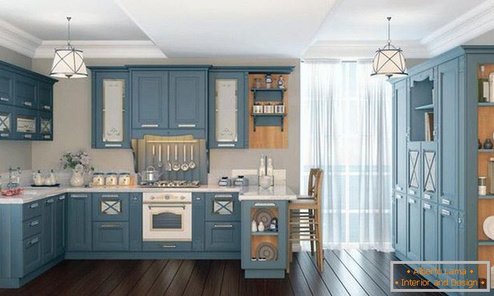 Blaues Küchenset