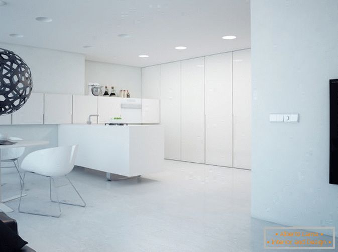 Küche Studio-Apartment in weißer Farbe
