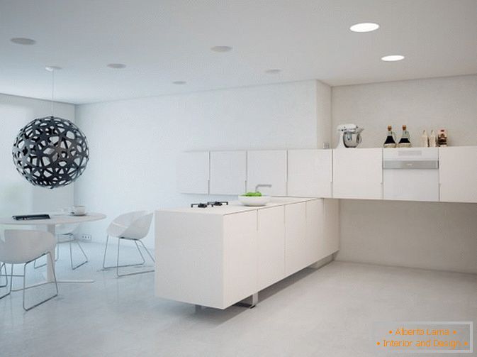 Küche Studio-Apartment in weißer Farbe