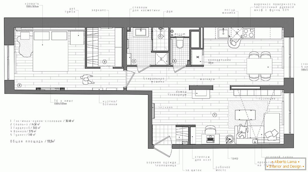 Eine kleine Wohnung im skandinavischen Stil in Russland - план квартиры
