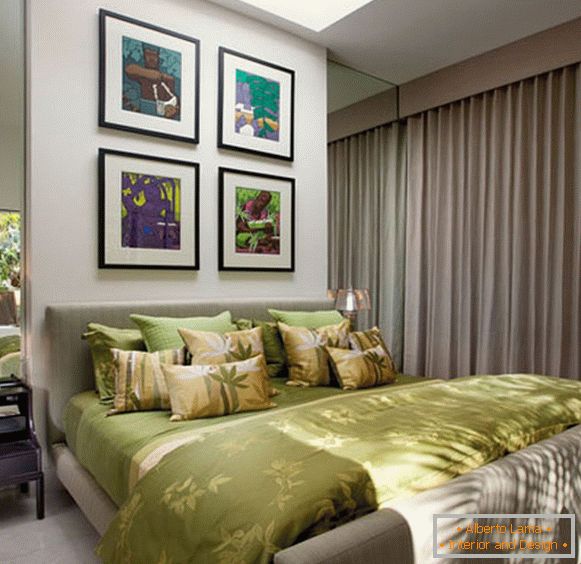 Olive Farben im Design des Schlafzimmers