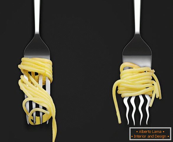 Gabel mit gebogenen Zähnen für Spaghetti