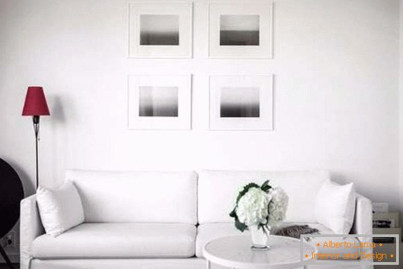 Design eines kleinen Studio-Apartments in einem modernen minimalistischen Stil
