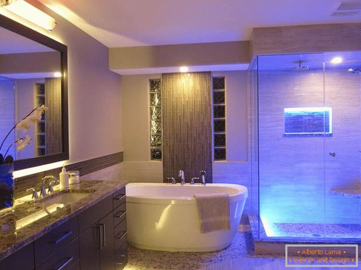 Style Hi-Tech gilt als einer der erfolgreichsten Stile, um das Badezimmer zu dekorieren. 