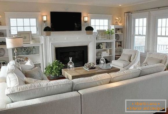 Weiße Möbel für das Wohnzimmer im Stil der Provence