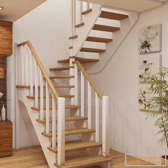Arten von Treppen in einem privaten Haus in Form und Materialien