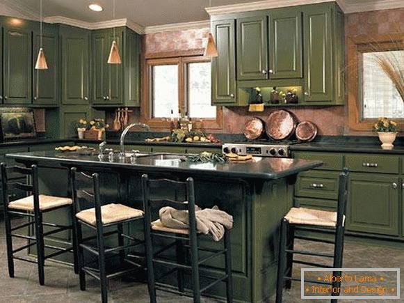 Welche Farbe ist in 2017 modisch - Foto dunkelgrüne Küche