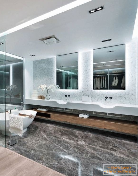 Großes Badezimmer im High-Tech-Stil