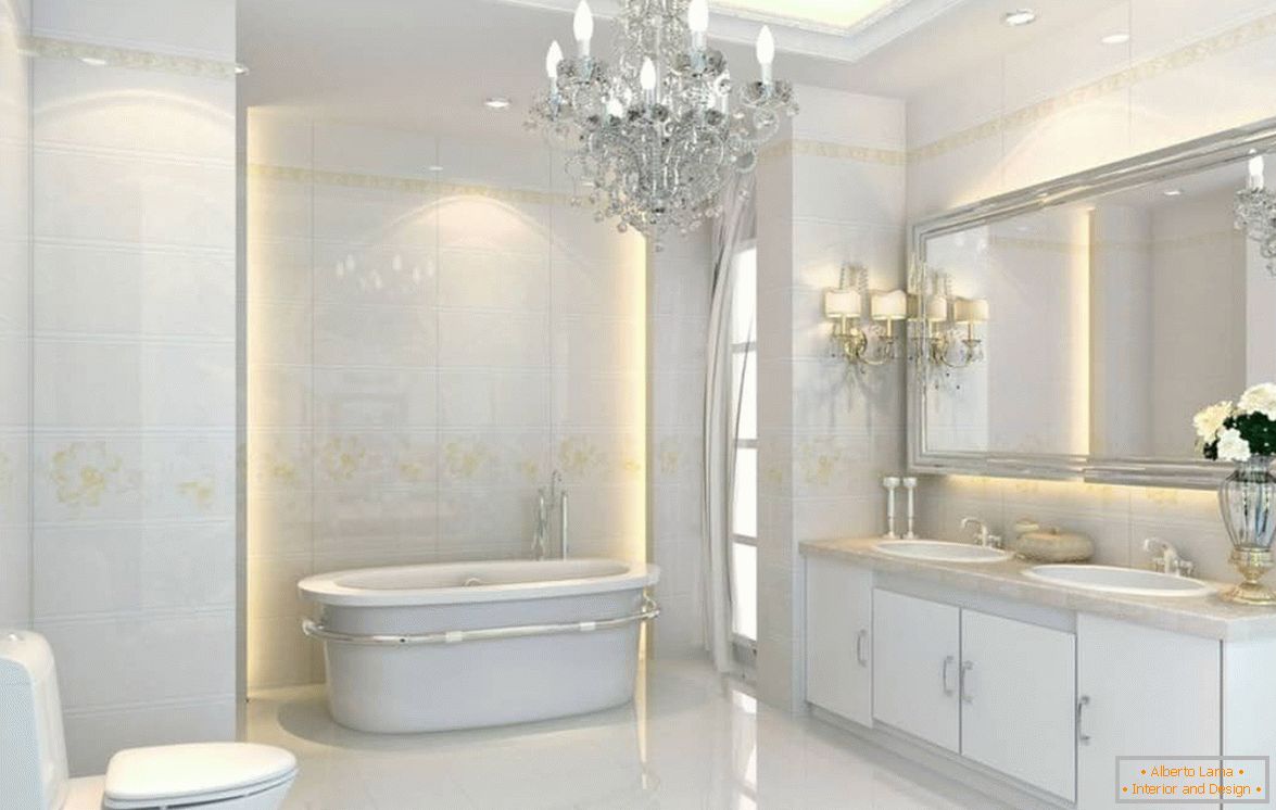 Badezimmerdesign in Weiß im neoklassizistischen Stil