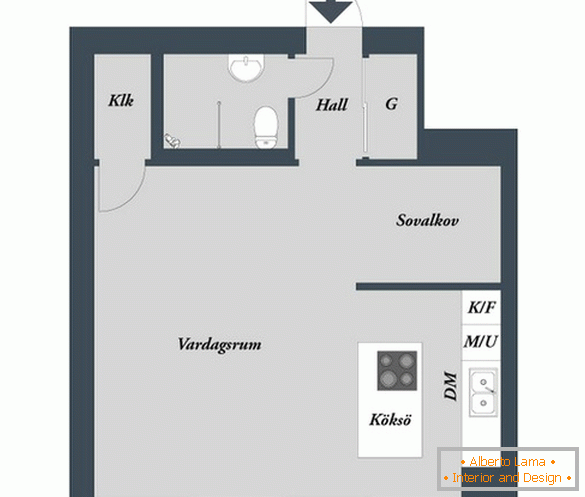 Plan einer luxuriösen kleinen Wohnung