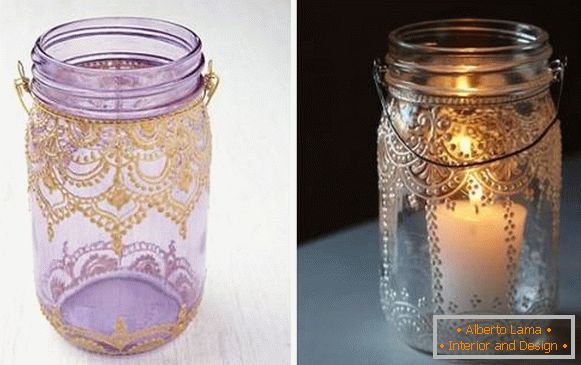 Kerzenständer aus dem Glas mit ihren eigenen Händen