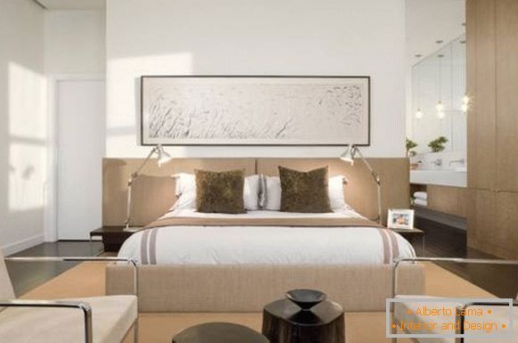 Betten mit einem weichen Kopfteil im Inneren - Fotos in einem modernen Stil