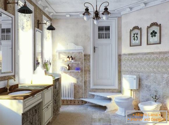 Traditioneller Provence-Stil im Badezimmer - Foto eines Badezimmers in einem privaten Haus