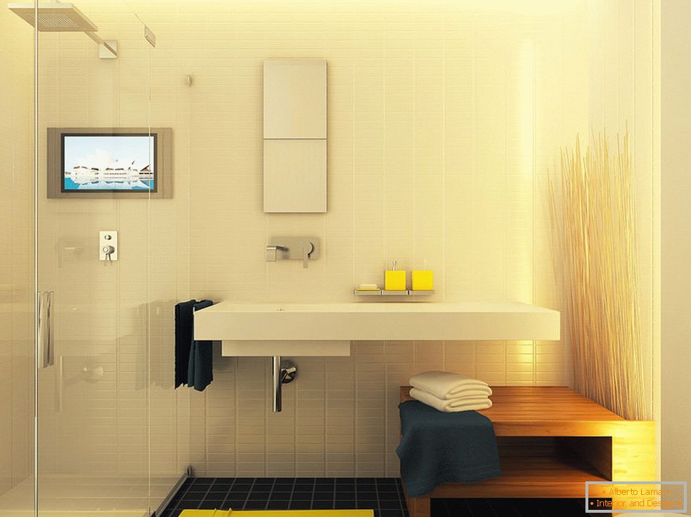 Badezimmer eines kleinen Studioappartements