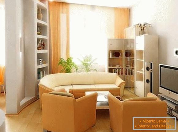 Design eines kleinen Wohnzimmers - kleine Möbel