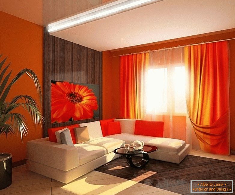 Leuchtend orange Farbe im Innenraum