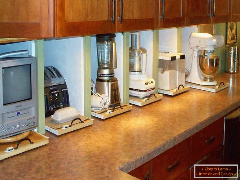 Versenkbare Regale für Küchengeräte