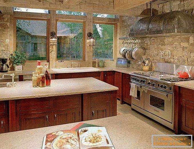 Wanddekoration in der Küche mit einem Stein Foto, Foto 10