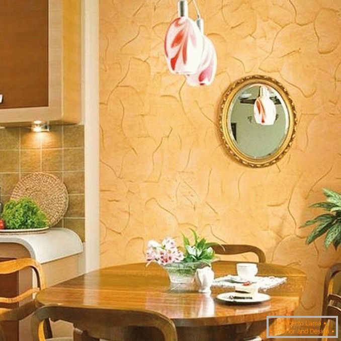 Wanddekoration in der Küche mit dekorativem Putz, Foto 5
