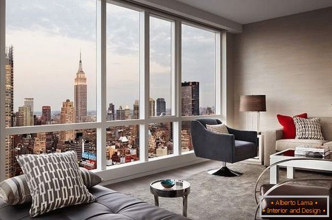 Wohnung mit Panoramafenstern - Foto mit einer schönen Aussicht auf die Stadt