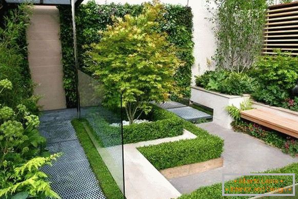 Sauberes minimalistisches Design des Gartengrundstücks