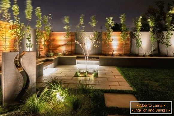 Modernes Gartendesign - Foto mit LED-Beleuchtung