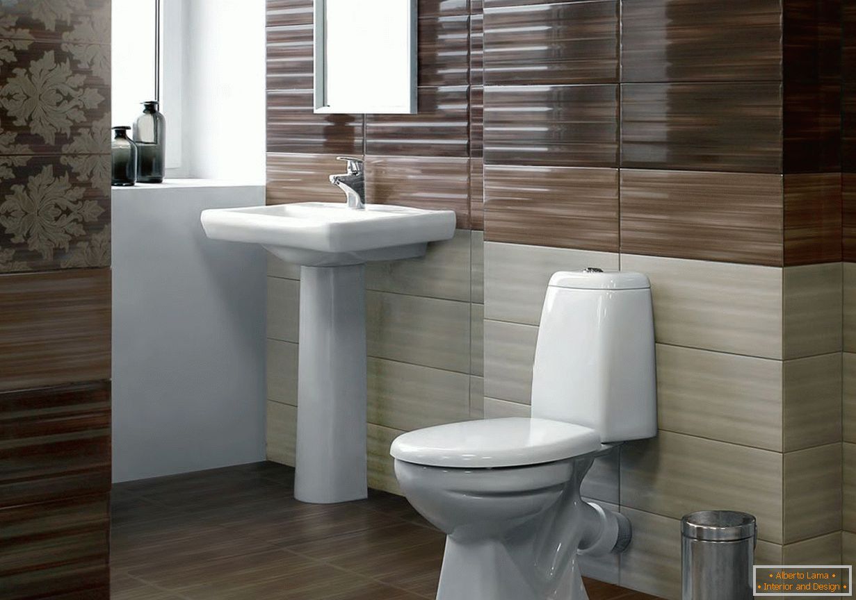 Braune Töne im Design der Toilette mit einer Spüle
