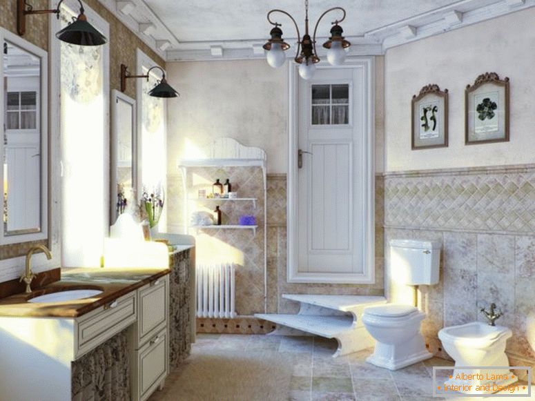 Badezimmer-Zimmer-in-Stil-Provence