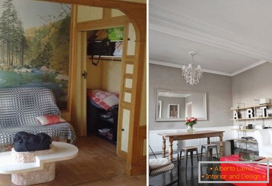 Renoviertes Wohnzimmer einer kleinen Wohnung in Paris