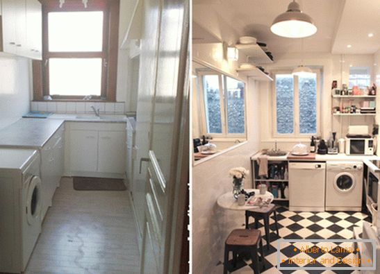 Renovierte Küche einer kleinen Wohnung in Paris