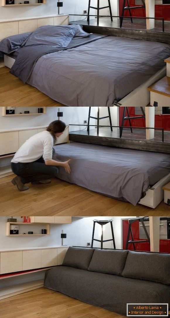 Verstecktes Bett mit einziehbarem Mechanismus