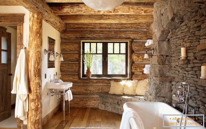 Badezimmer endet in Holz