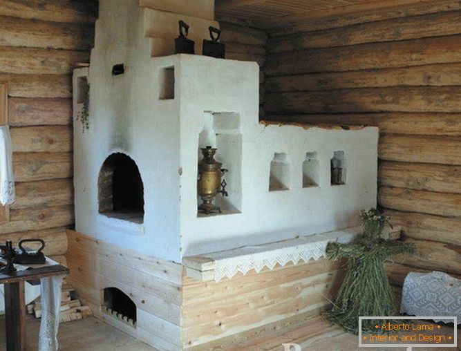 Ofen in einem Holzhaus
