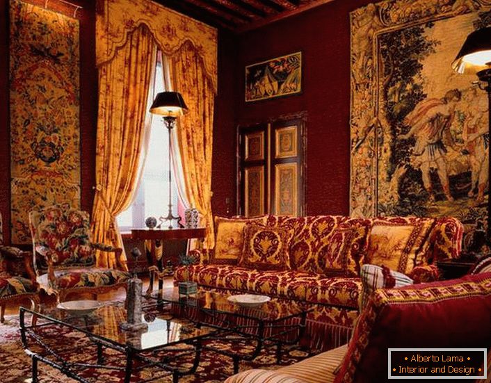 Luxuriöse Möbel in einem schweren Teppich für ein luxuriöses Wohnzimmer.