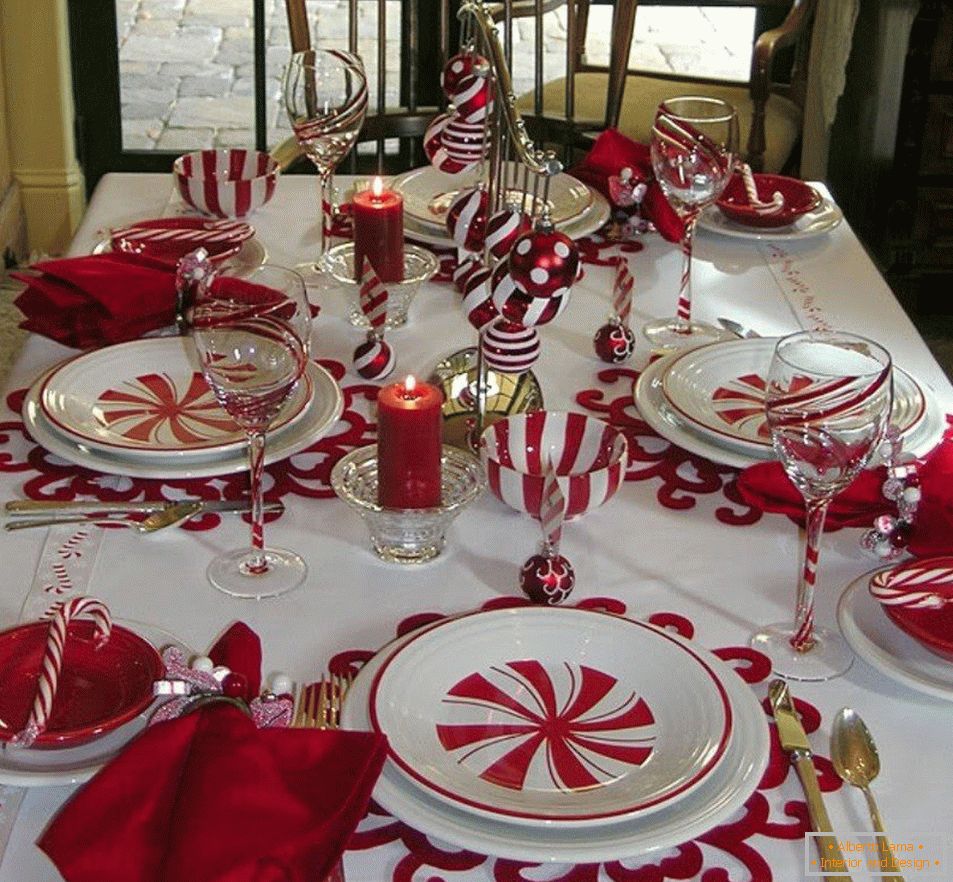 Weiße und rote Tabelleneinstellung